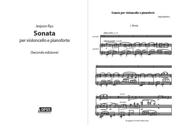 Jeajoon Ryu : Sonata per Violoncello e Pianoforte (2nd Edition)